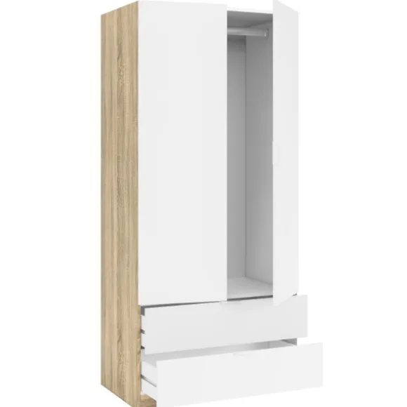 Armario Low 2p 2c Roble/ Blanco