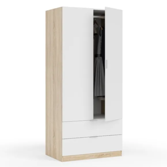 Armario Low 2p 2c Roble/ Blanco