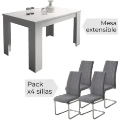 Conjunto Corfu blanca + sillas San marengo