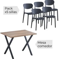 Conjunto mesa + 5 sillas Videl