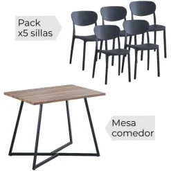 Conjunto mesa Kirby + 5 sillas Videl