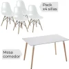 Conjunto mesa rect y 4 sillas Dinamarca blanco