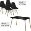 Conjunto mesa rect y 4 sillas Dinamarca negro
