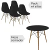 Conjunto mesa redonda y 4 sillas Dinamarca negro