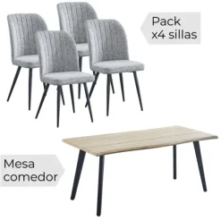 Conjunto mesa Regatta + 4 sillas Rory