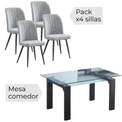 Conjunto mesa sensei + 4 sillas rory