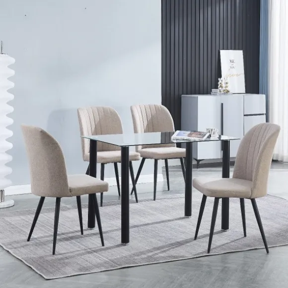 Conjunto mesa Yuri negra + 4 sillas Rory