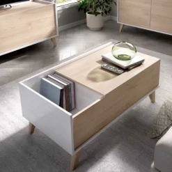 Mesa de centro Ness blanco-natural