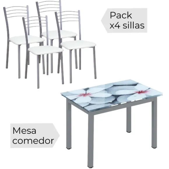 Mesa extensible Flores + 4 sillas mod.20