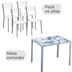 Mesa fija Flores + 4 sillas mod.20