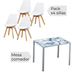 Mesa fija Flores + 4 sillas Fina
