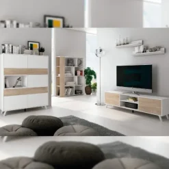 Salón Soto completo N04  blanco - roble